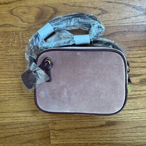 J.Crew Signet Bag in Italian Leather and Velvet Pink Burgundy